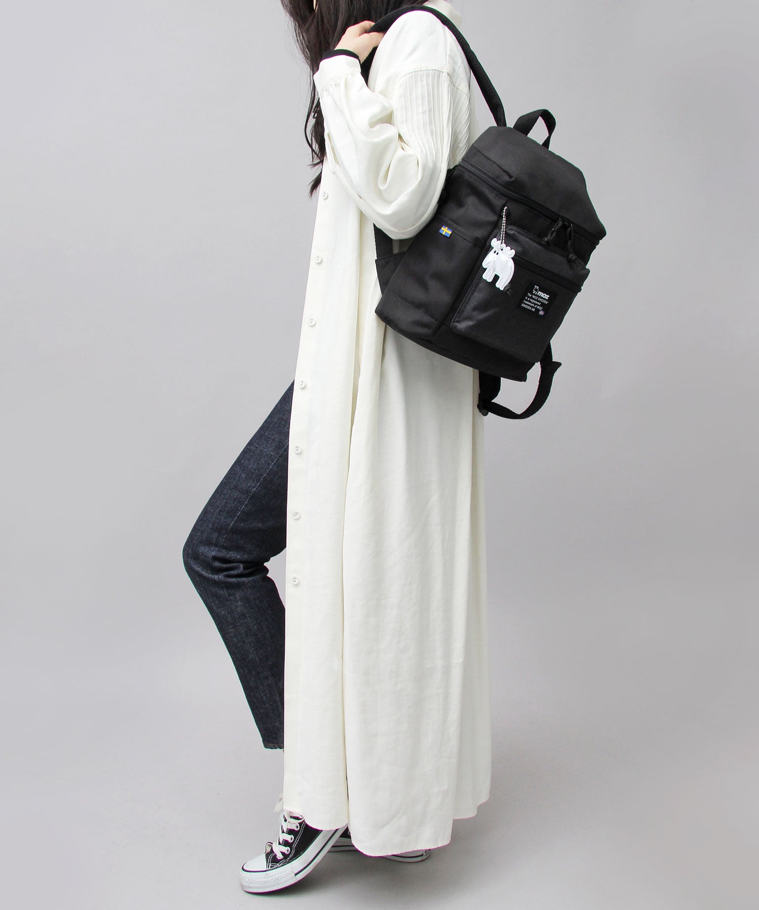 モズ moz 2WAY ミニリュック マザーズバッグ バックパック リフレクトチャーム付き 通勤 通学 A4収納 (グレー×ネイビー) グレー×ネイビー