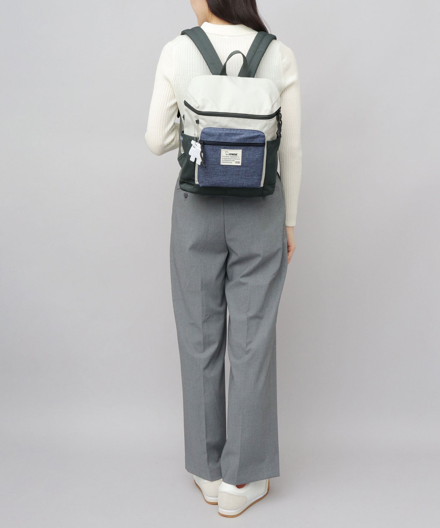 モズ moz 2WAY ミニリュック マザーズバッグ バックパック リフレクトチャーム付き 通勤 通学 A4収納 (グレー×ネイビー) グレー×ネイビー
