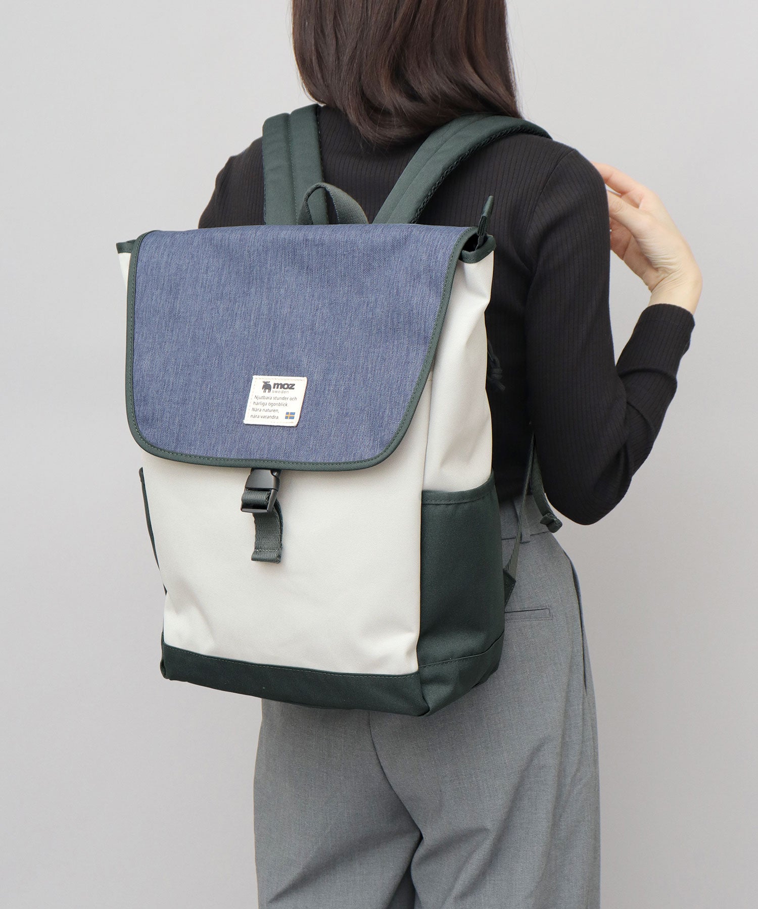 Moz Flap Backpack Rucksack Mother's Bag Commuting School A4 Storage with Reflective Charm