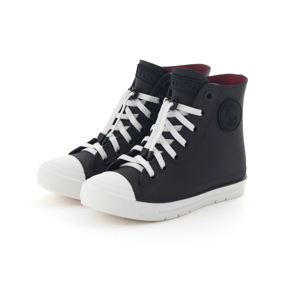 モズ moz キッズ ジュニア レインブーツ レインスニーカー レインシューズ 子供靴 男の子 女の子 長靴 7017 (ブラック/ホワイト) ブラック/ホワイト