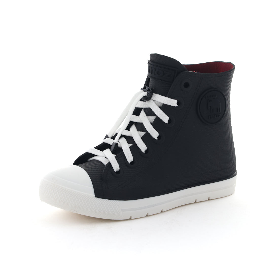 モズ moz キッズ ジュニア レインブーツ レインスニーカー レインシューズ 子供靴 男の子 女の子 長靴 7017 (ブラック/ホワイト) ブラック/ホワイト