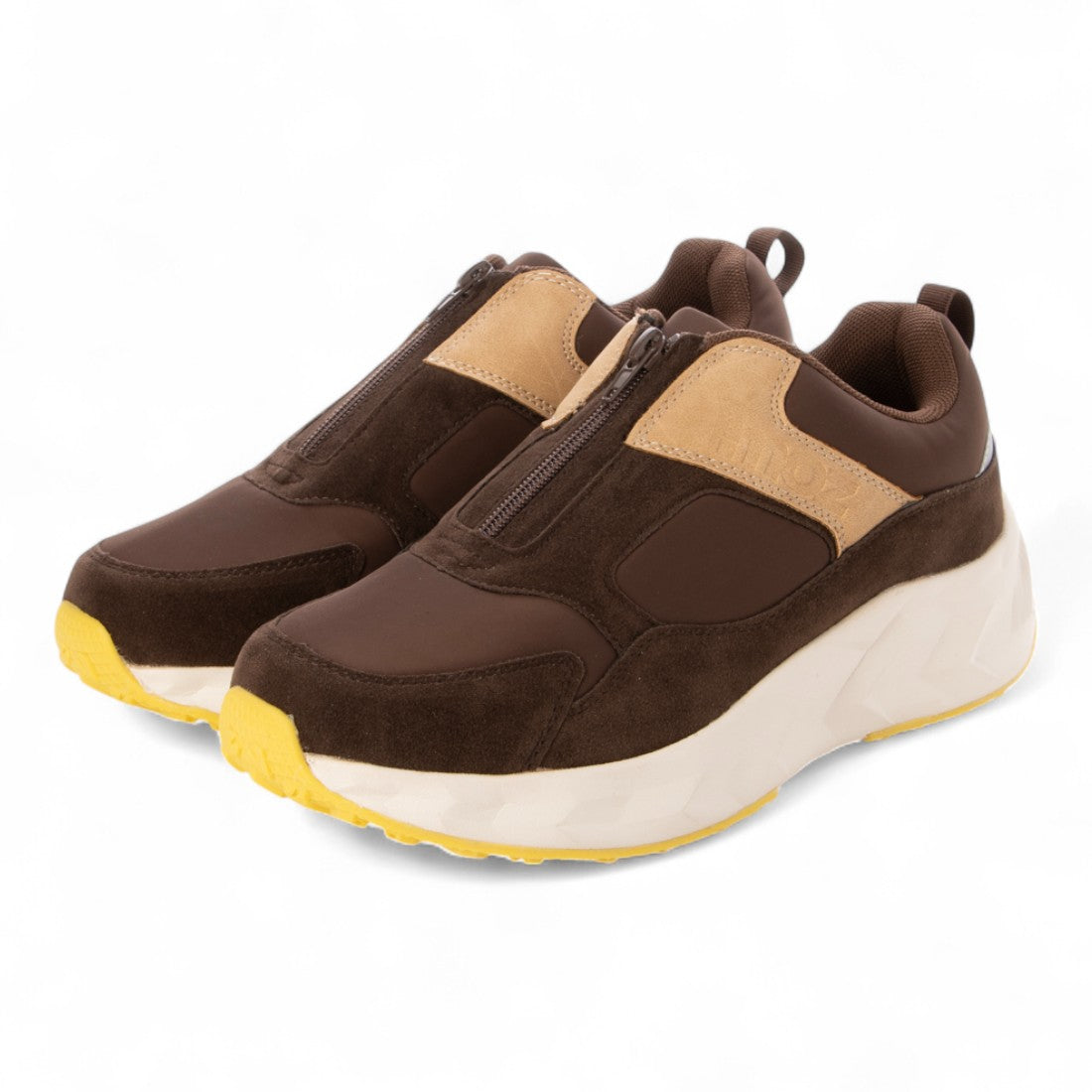 モズ moz 厚底軽量センタージップスニーカー 2272 (ダークブラウン) ダークブラウン