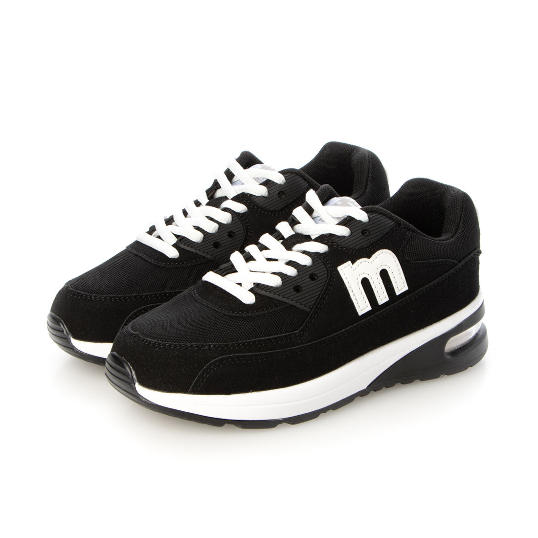 モズ moz エアー入りスニーカー,ブラック/ホワイト