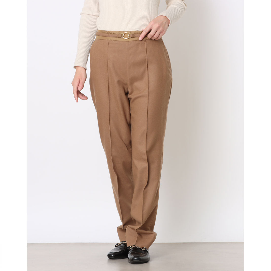 モンクレール MONCLER モンクレール テーパードパンツ レディース ボトムス ウール ネイビー ブラウン TROUSERS MONCLER (BROWN) BROWN