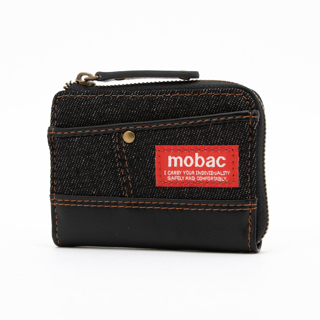 モバック mobac 小銭入れ メンズ パスケース 定期入れ L字ファスナー 財布 デニム 大容量 人気 (ブラック) ブラック