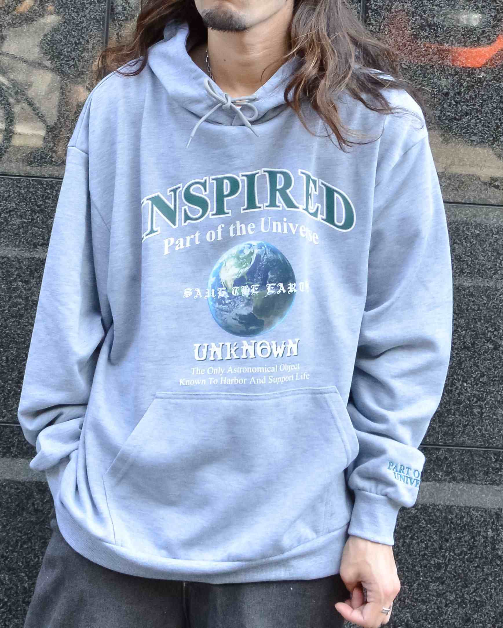 モディッシュガゼ MODISH GAZE INSPIREDロゴ裏毛パーカー,杢グレー