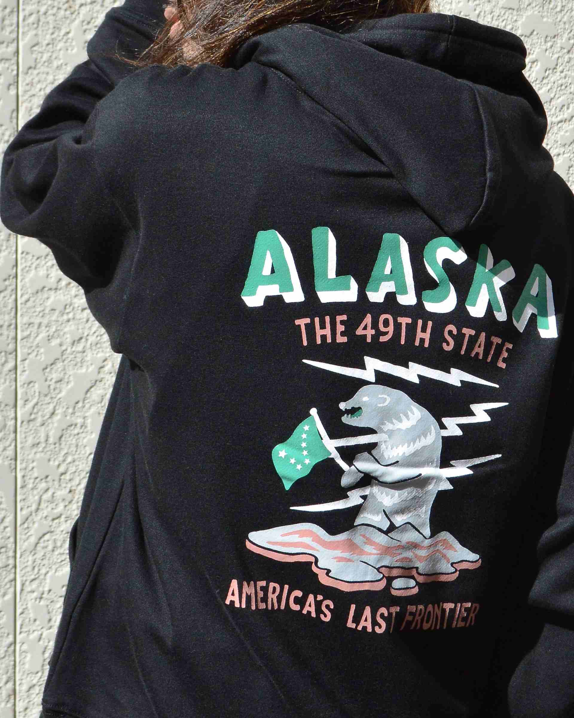 モディッシュガゼ MODISH GAZE ALASKAバックプリントパーカー,ブラック