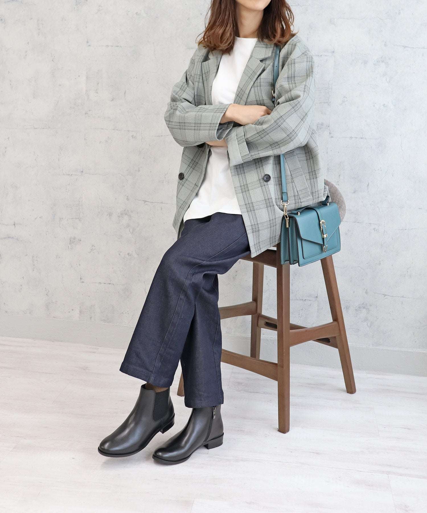 モード カオリ MODE KAORI 【本革】 【撥水 防滑】ショートサイドゴアブーツ 21472 (ブラック) ブラック