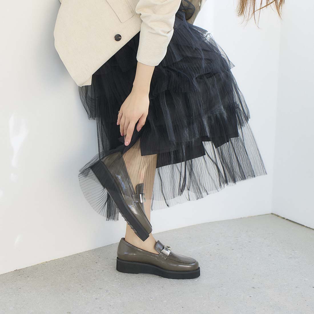 莫德·雅卡莫·卡里諾 MODE ET JACOMO carino 【雨天適用】厚底金屬裝飾樂福鞋