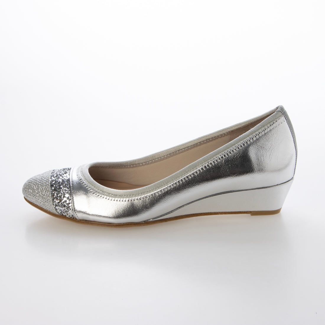 モード エ ジャコモ カリーノ MODE ET JACOMO carino ポインテッドトゥウエッジヒールパンプス (シルバーコンビ) シルバーコンビ