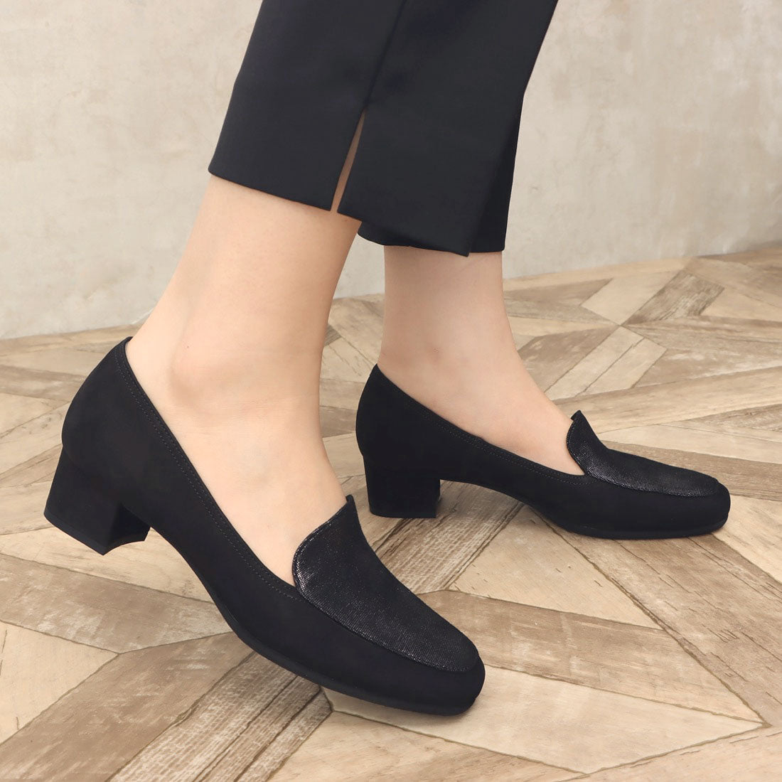 モード エ ジャコモ ディッシィ MODE ET JACOMO DICI 【全天候対応】チャンキーヒールローファーパンプス