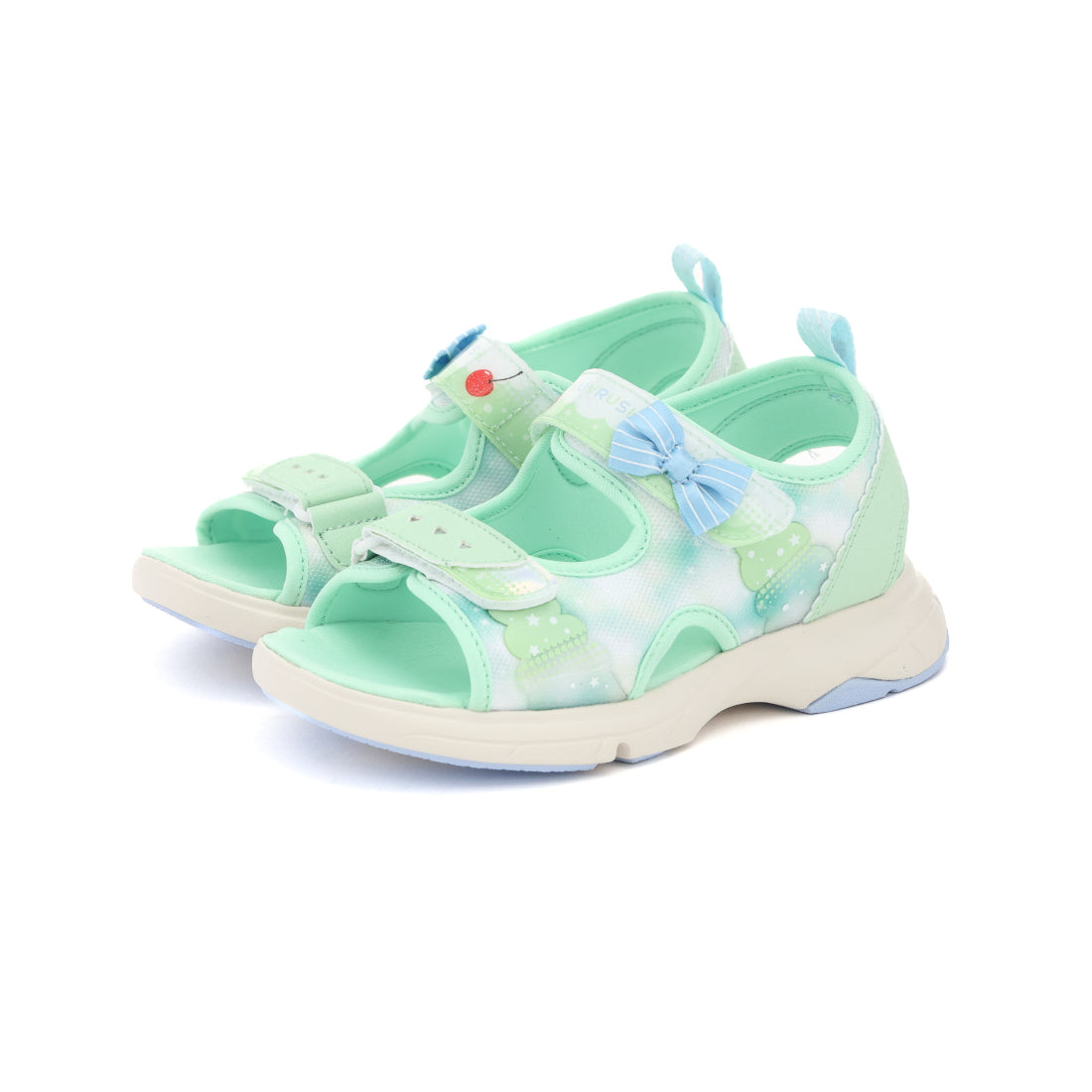 ムーンスター MoonStar キッズ サンダル スーパースター ラブラッシュ LV1219 女の子 バネのチカラ 子供靴 マジックテープ リボン (メロン) メロン