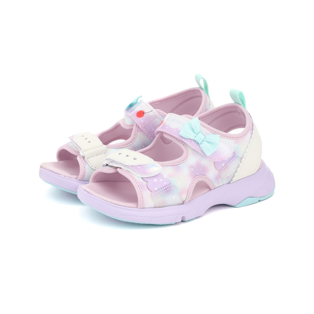 ムーンスター MoonStar キッズ サンダル スーパースター ラブラッシュ LV1219 女の子 バネのチカラ 子供靴 マジックテープ リボン (トロピカル) トロピカル