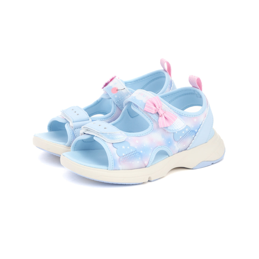 ムーンスター MoonStar キッズ サンダル スーパースター ラブラッシュ LV1219 女の子 バネのチカラ 子供靴 マジックテープ リボン (ソーダ) ソーダ