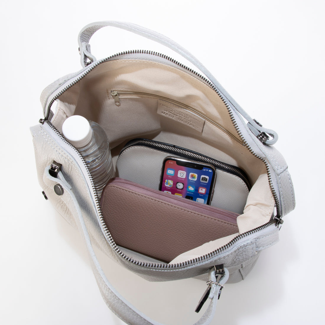 モードフルーレ MODE FOURRURE イタリアンカーフ横長トートバッグ (ベビーピンク) ベビーピンク