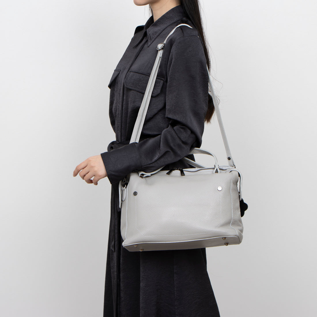 モードフルーレ MODE FOURRURE イタリアンカーフ横長トートバッグ (ベビーピンク) ベビーピンク