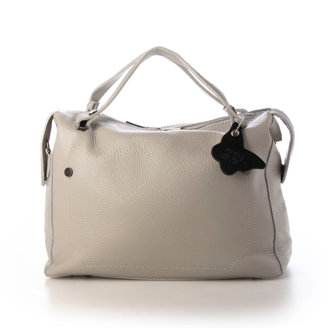 モードフルーレ MODE FOURRURE イタリアンカーフ横長トートバッグ (ライトグレー) ライトグレー