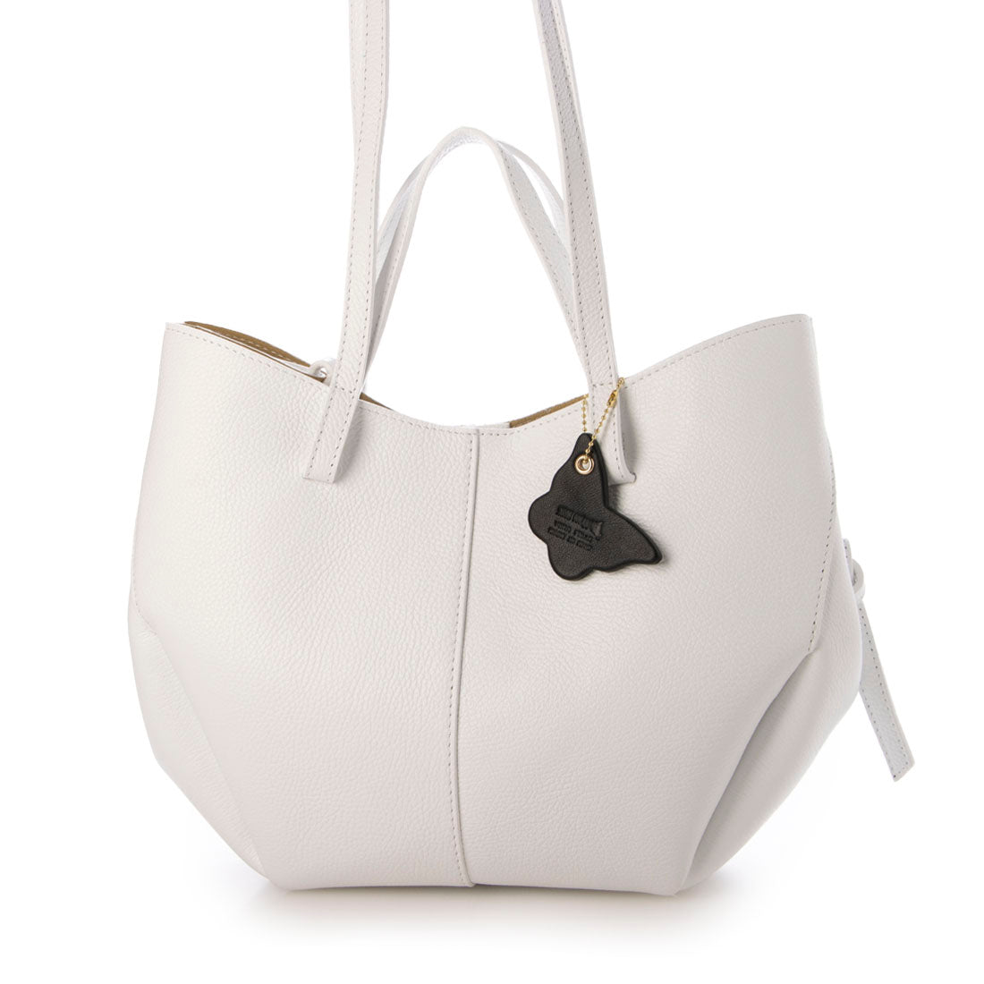 モードフルーレ MODE FOURRURE イタリアンカーフ2WAYトートバッグ (ホワイト) ホワイト