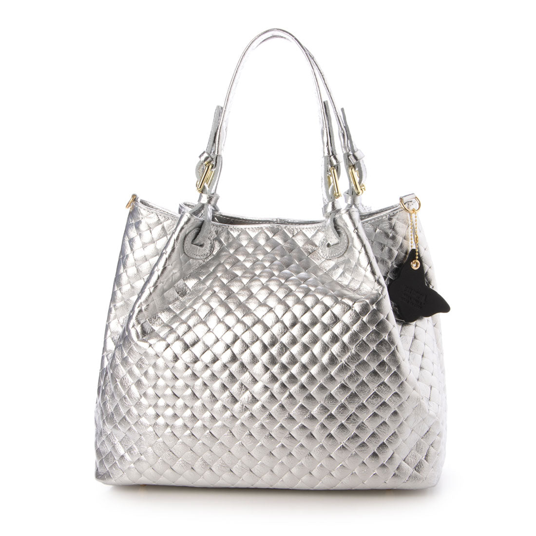 モードフルーレ MODE FOURRURE イタリアンカーフキルティング調型押トートバッグ (シルバー) シルバー