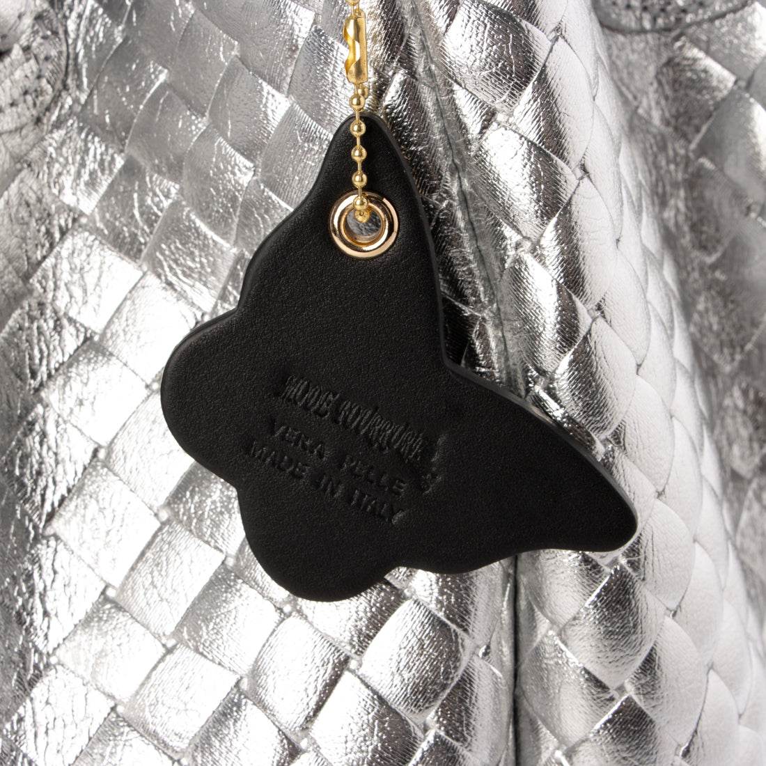 モードフルーレ MODE FOURRURE イタリアンカーフキルティング調型押トートバッグ (シルバー) シルバー