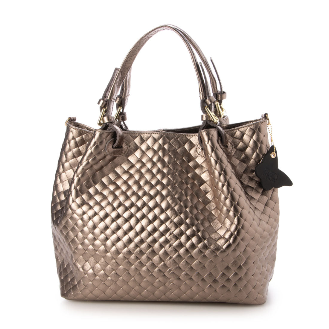 モードフルーレ MODE FOURRURE イタリアンカーフキルティング調型押トートバッグ (ブロンズゴールド) ブロンズゴールド