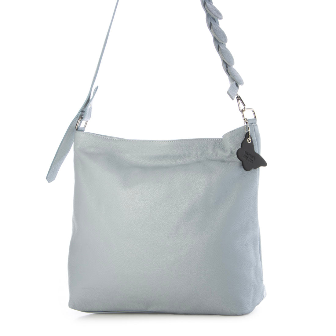 モードフルーレ MODE FOURRURE イタリアンカーフ台形ショルダーバッグ (スカイ) スカイ