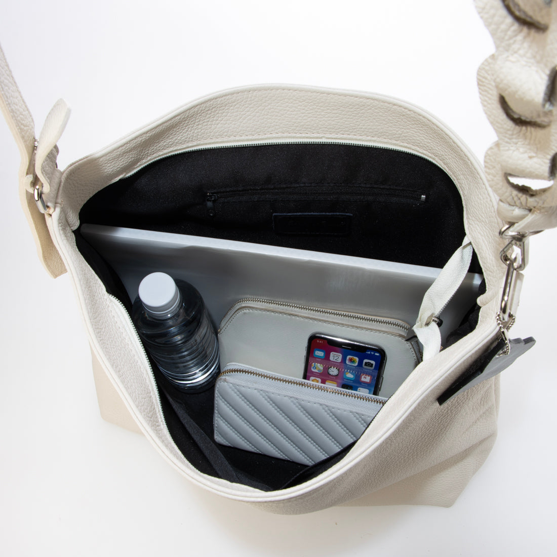 モードフルーレ MODE FOURRURE イタリアンカーフ台形ショルダーバッグ (スカイ) スカイ