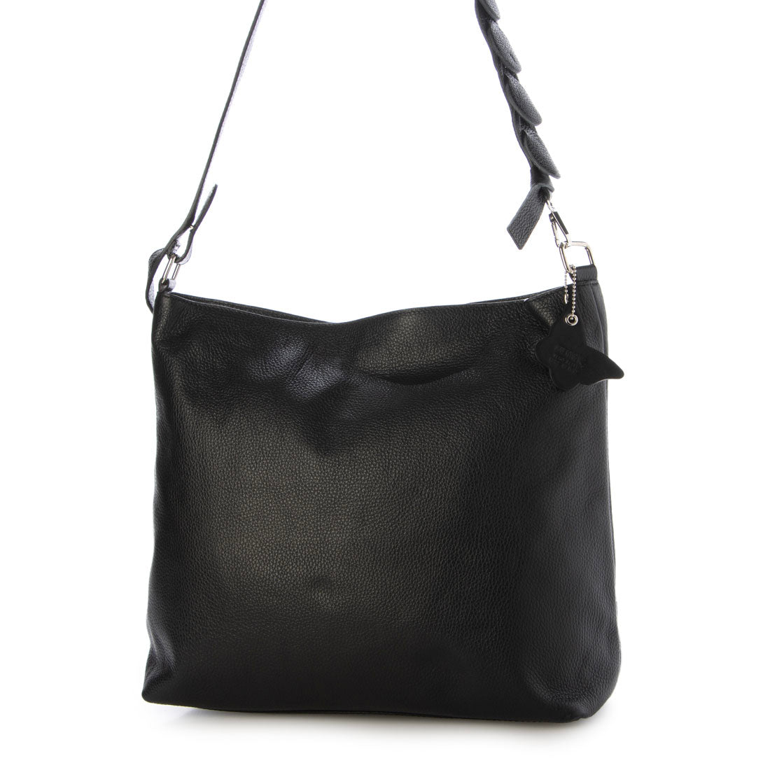 モードフルーレ MODE FOURRURE イタリアンカーフ台形ショルダーバッグ (ブラック) ブラック