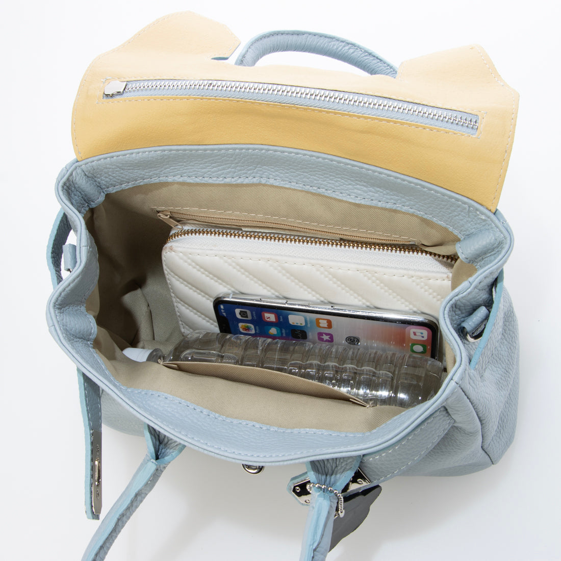 モードフルーレ MODE FOURRURE イタリアンカーフ金具付2WAYハンドバッグ (スカイ) スカイ