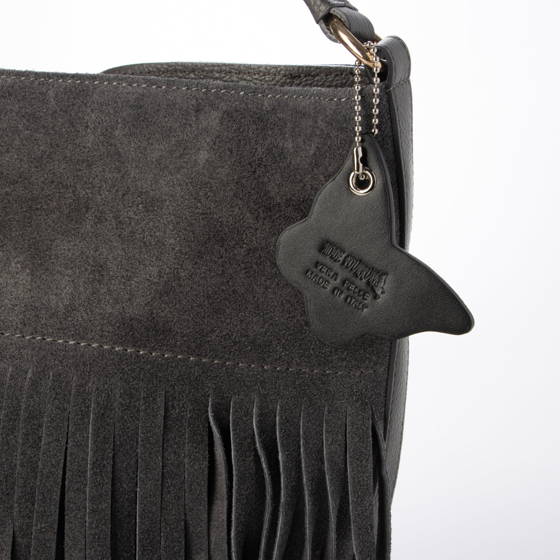 モードフルーレ MODE FOURRURE イタリアンカーフフリンジワンショルダーバッグ (マスタード) マスタード