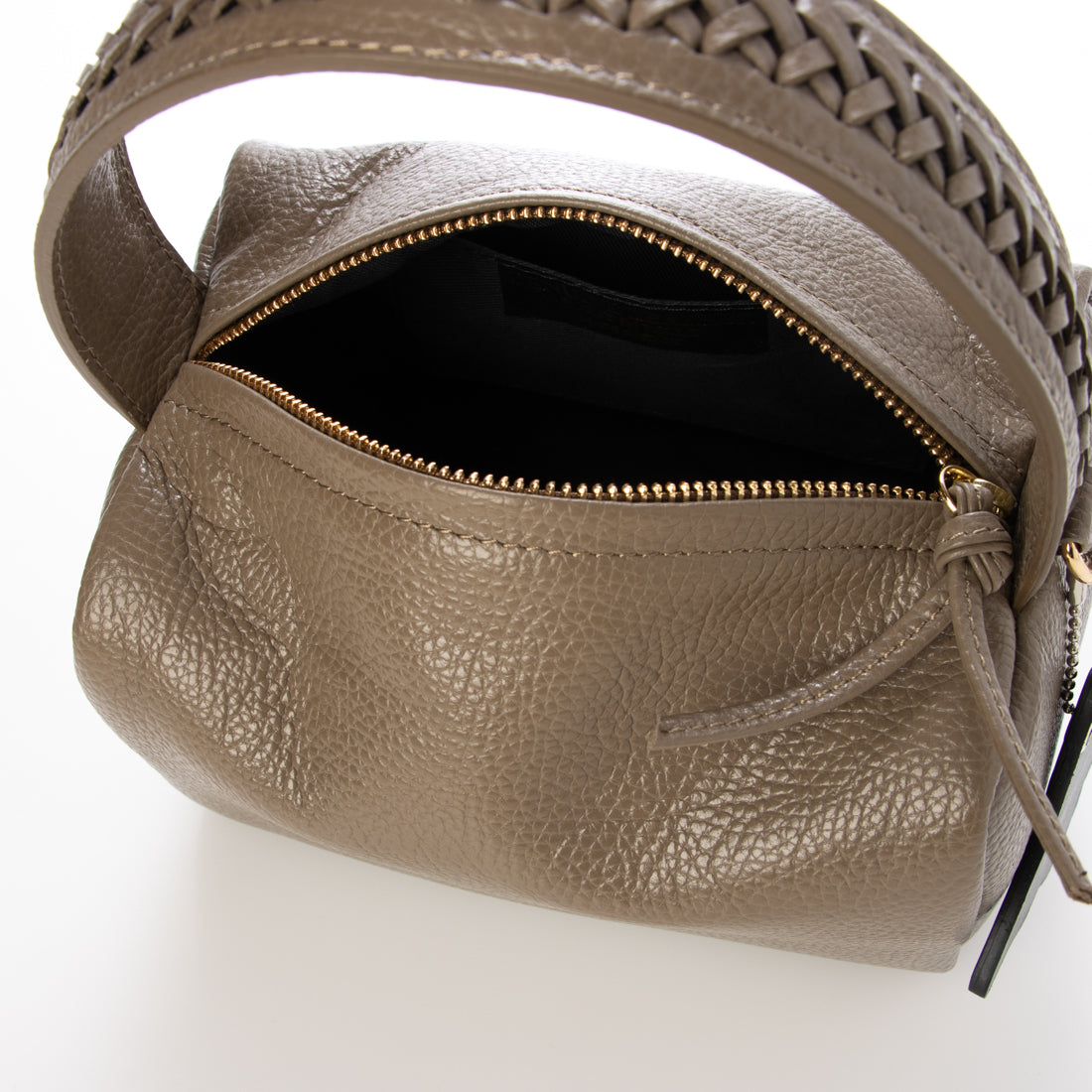 モードフルーレ MODE FOURRURE イタリアンカーフ編み込みワンハンドルバッグ (ゴールド) ゴールド