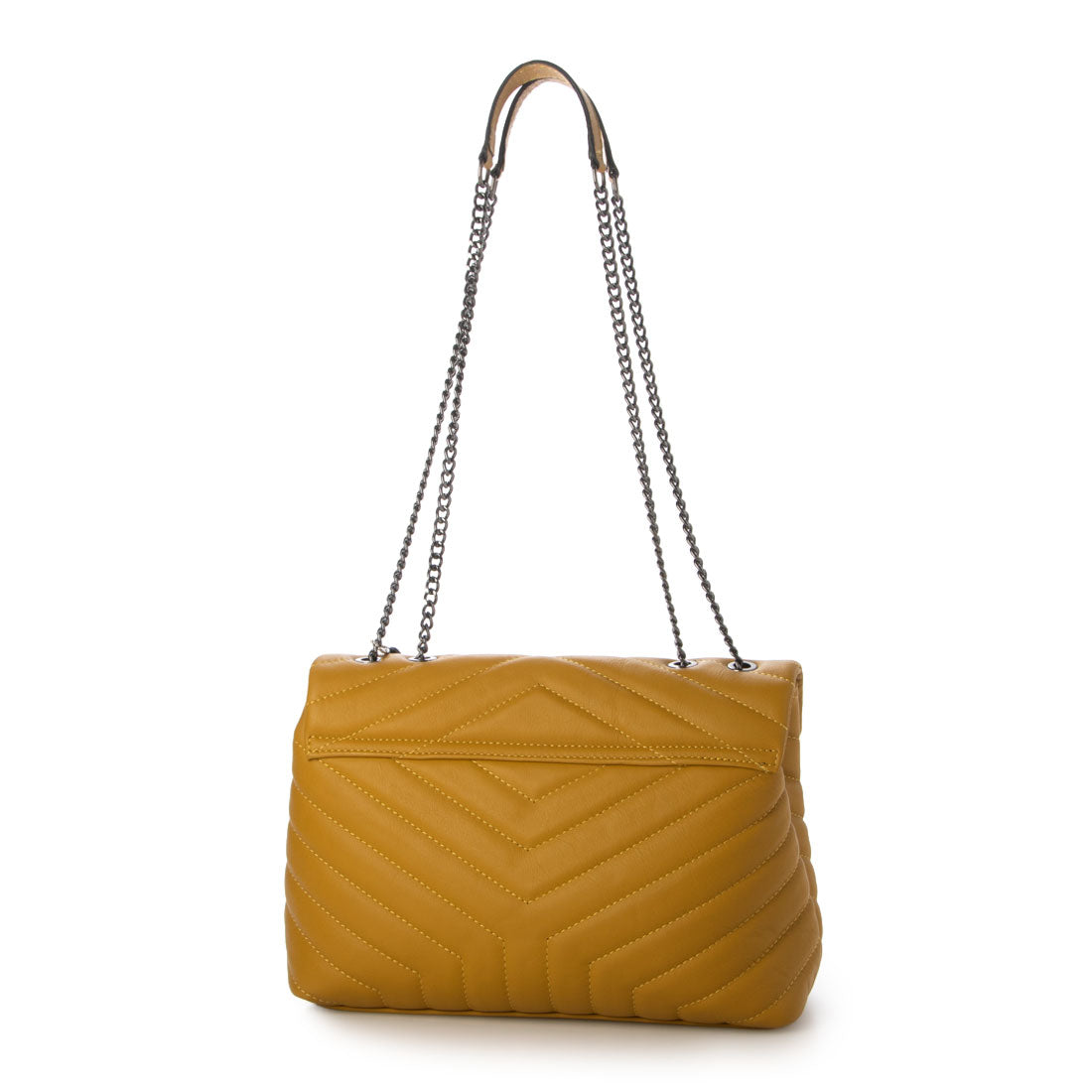 モードフルーレ MODE FOURRURE イタリアンカーフV字キルティングショルダーバッグ (ベージュ) ベージュ