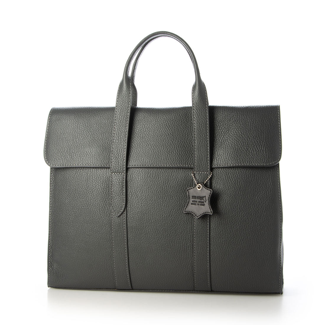 モードフルーレ MODE FOURRURE イタリアンカーフシンプルバッグ,グレー