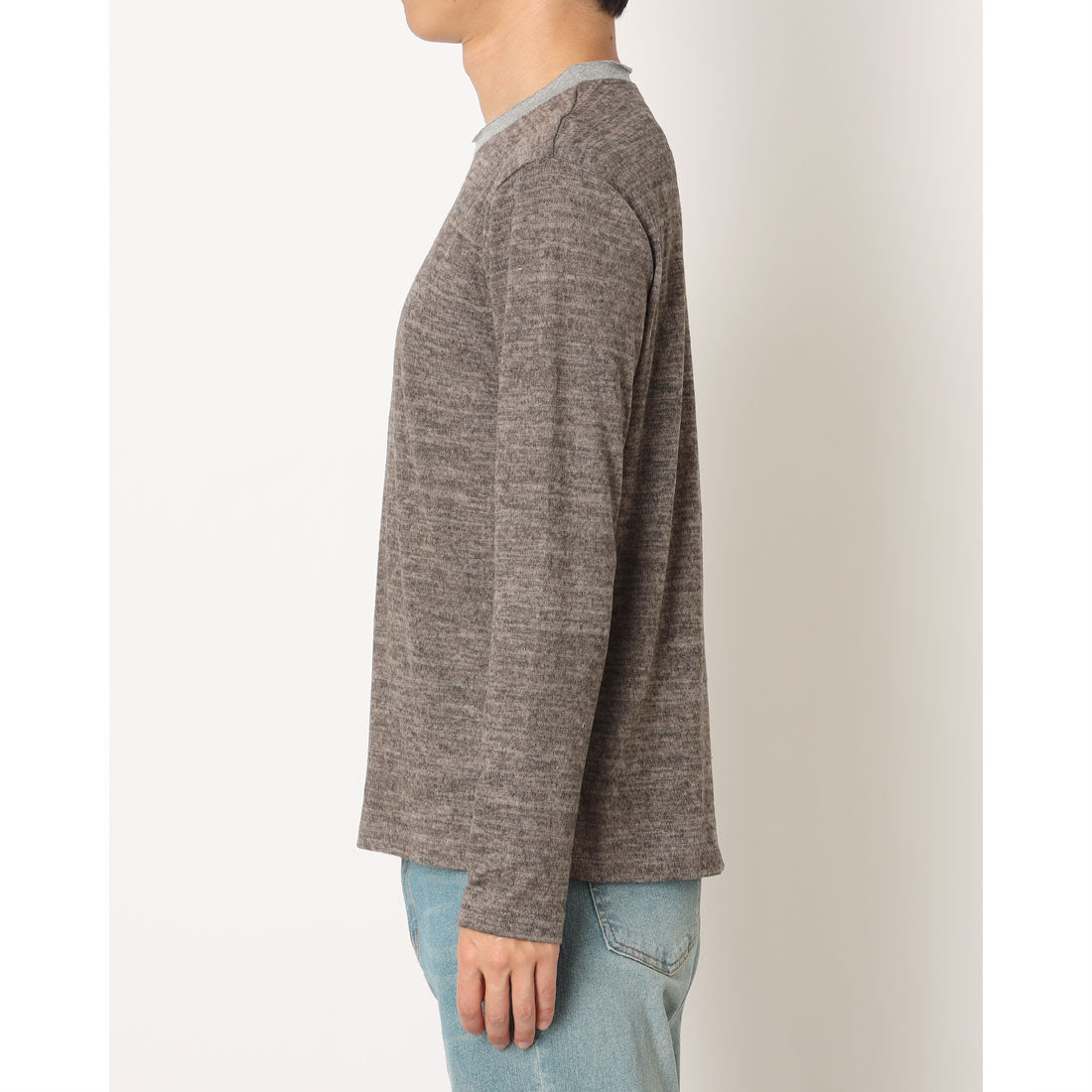 モードフルーレ MODE FOURRURE イタリア製メンズ長袖カットソー (ブラウン) ブラウン