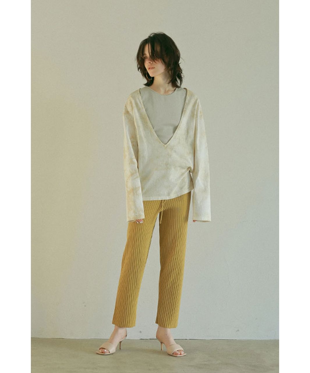 エトレトウキョウ ETRE' TOKYO ランダムリブニットパンツ (MUSTARD) MUSTARD