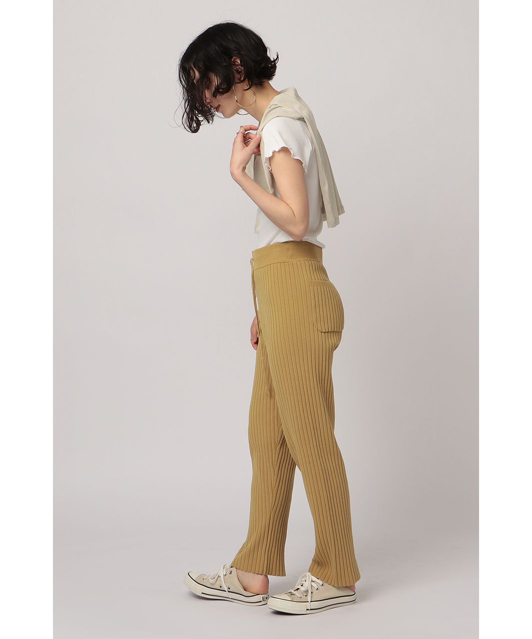 エトレトウキョウ ETRE' TOKYO ランダムリブニットパンツ (MUSTARD) MUSTARD