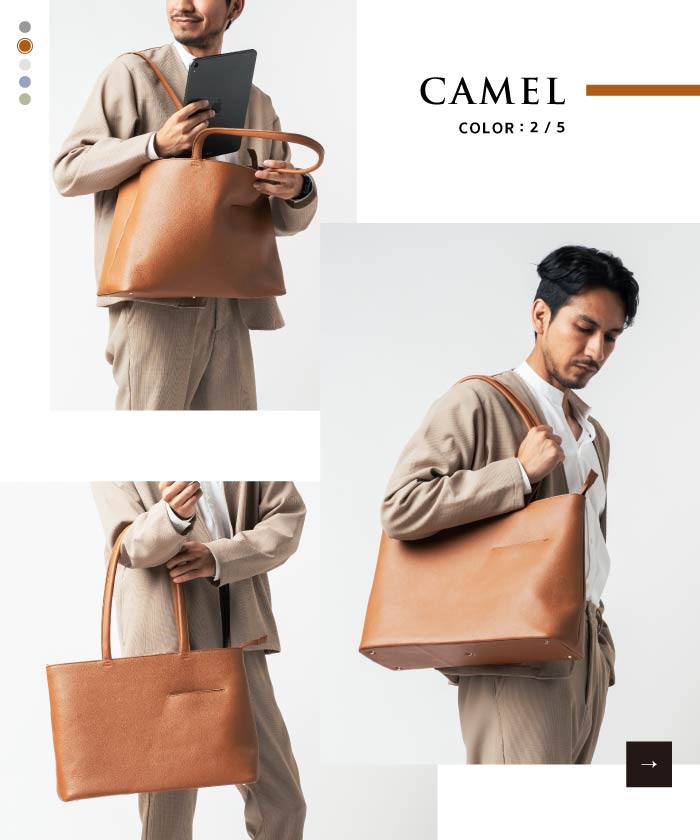 MURA シュリンクレザー シンプル スマホポケット トートバッグ