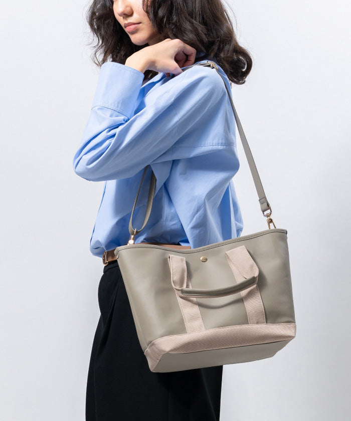 ムラ MURA MURA PU(サボテン由来) ショルダーベルト付き トートバッグ (グレー) グレー