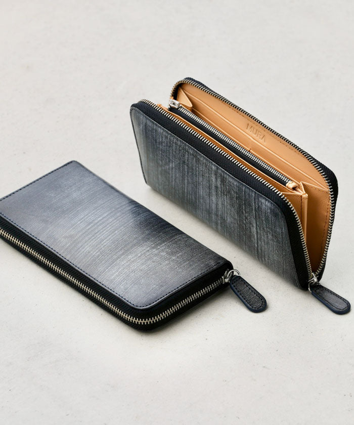 MURA Bridle Italian Leather YKK Round Zipper Anti-Skimming Long Wallet
