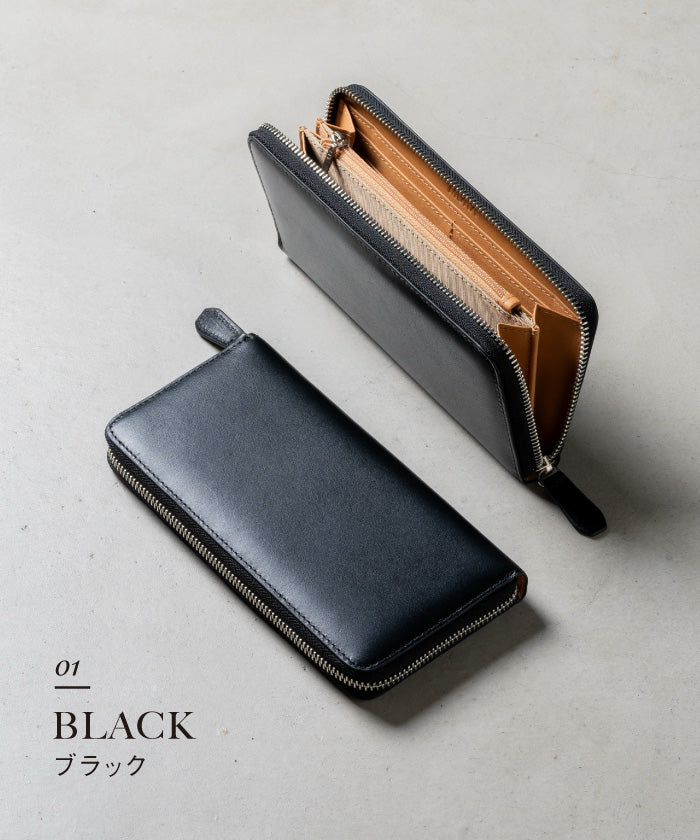 MURA 牛革 スキミング防止機能付き YKKラウンドファスナー 長財布
