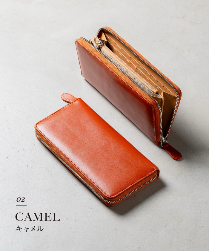 MURA 牛革 スキミング防止機能付き YKKラウンドファスナー 長財布