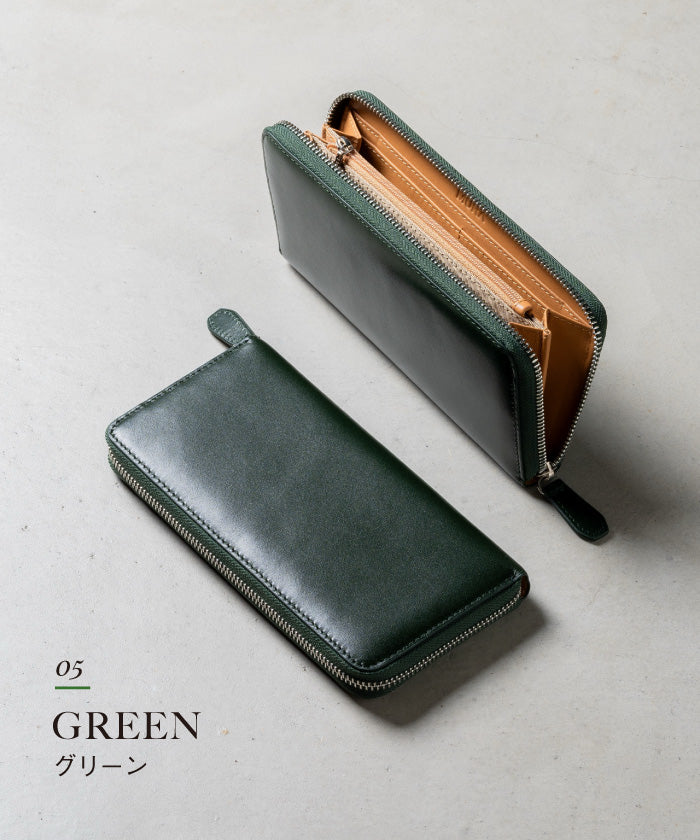 MURA 牛革 スキミング防止機能付き YKKラウンドファスナー 長財布