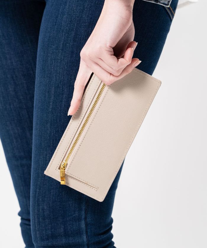 MURA 長財布 女士 薄型 沙菲亞諾皮革 薄型 真皮 RFID 防盜