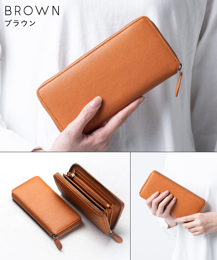 MURA エコレザー ソフトシュリンク YKKラウンドファスナー 長財布