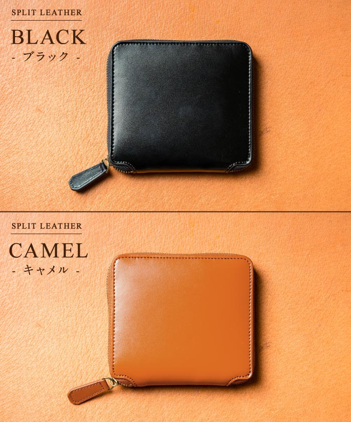 MURA 二つ折り財布 ファスナー 財布 メンズ 本革 レザー BOX小銭入れ ラウンドファスナー