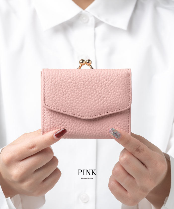 MURA シュリンクレザー がま口 ボックス型コイン収納 三つ折り ミニ財布