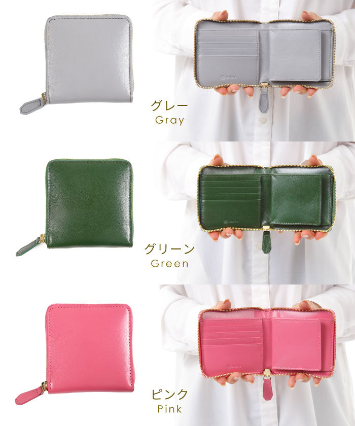 MURA 二つ折り財布 ファスナー 本革 やぎ革 レザー レディース 財布