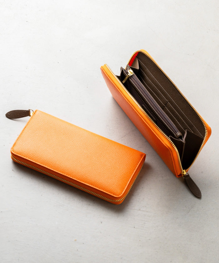 MURA ソフトシュリンクレザー バイカラー ラウンドファスナー 長財布