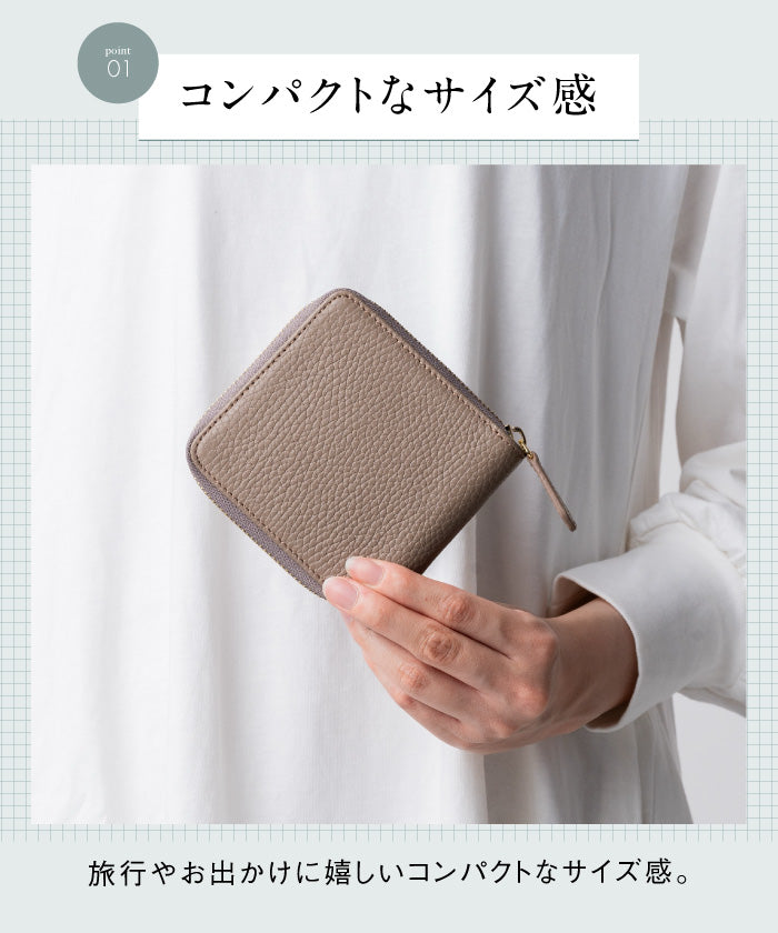 ムラ MURA MURA 意大利/全穀物 縮絨 皮革 防盜圓形拉鍊 二折式錢包