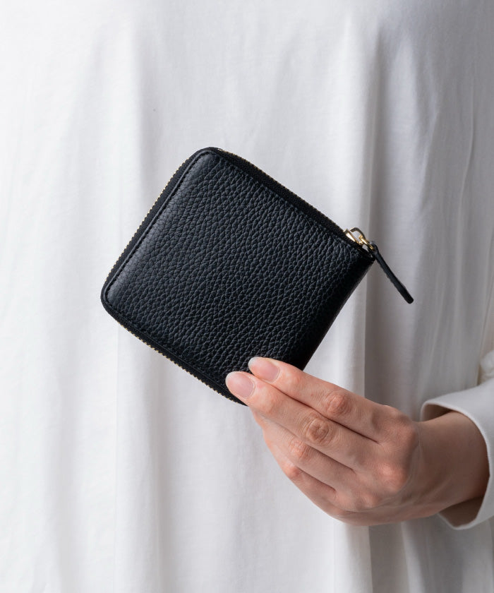 ムラ MURA MURA 意大利/全穀物 縮絨 皮革 防盜圓形拉鍊 二折式錢包